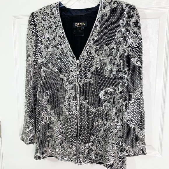 Escada Couture Silk Sequin Blazer Jacket - Picture 2 of 16